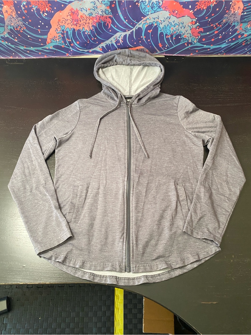 Men's Lightweight Heather Gray Zip Hoodie Shirt Jacket